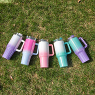 40oz car cup stainless steel insulation and cold insulation car water cup handle cup rainbow paint ice cream cup CY-168