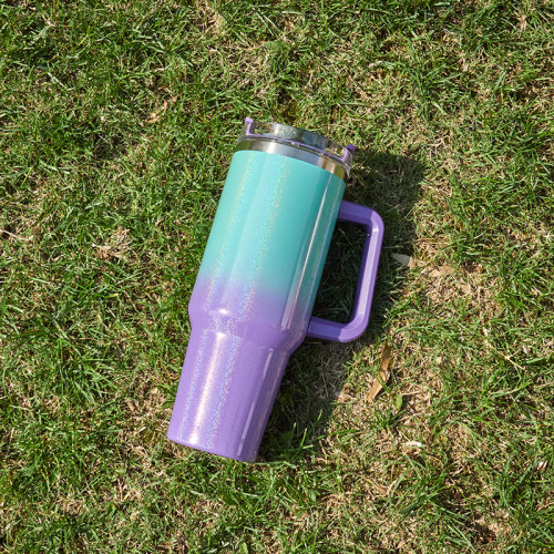 40oz car cup stainless steel insulation and cold insulation car water cup handle cup rainbow paint ice cream cup CY-168