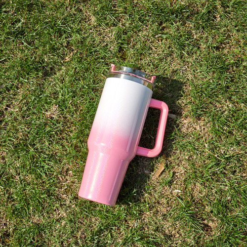40oz car cup stainless steel insulation and cold insulation car water cup handle cup rainbow paint ice cream cup CY-168