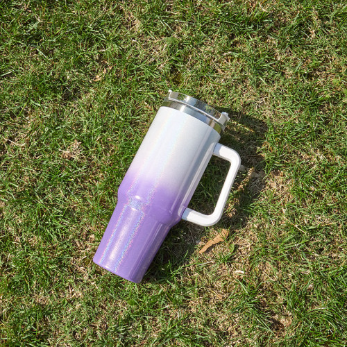 40oz car cup stainless steel insulation and cold insulation car water cup handle cup rainbow paint ice cream cup CY-168