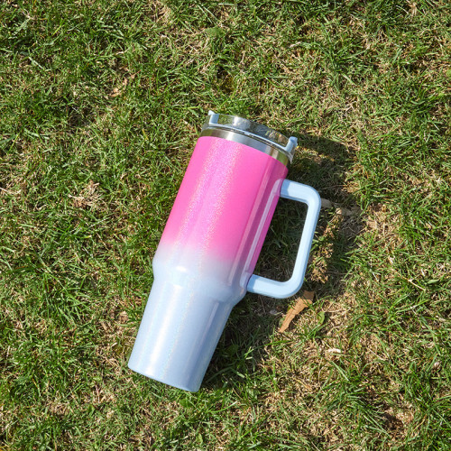 40oz car cup stainless steel insulation and cold insulation car water cup handle cup rainbow paint ice cream cup CY-168