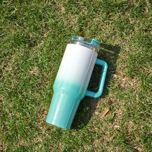 40oz car cup stainless steel insulation and cold insulation car water cup handle cup rainbow paint ice cream cup CY-168