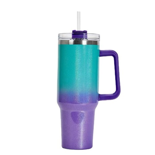 40oz car cup stainless steel insulation and cold insulation car water cup handle cup rainbow paint ice cream cup CY-168