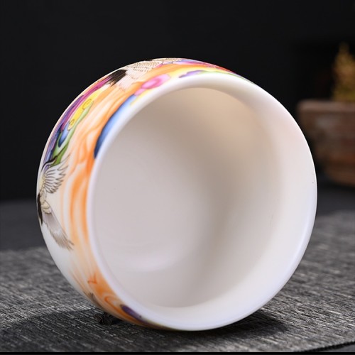 Colourful Crane Coffee & Tea Cup (White)