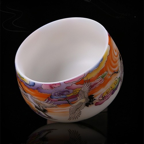 Colourful Crane Coffee & Tea Cup (White)