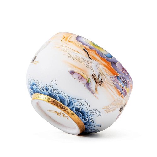 Colourful Crane Coffee & Tea Cup (White)