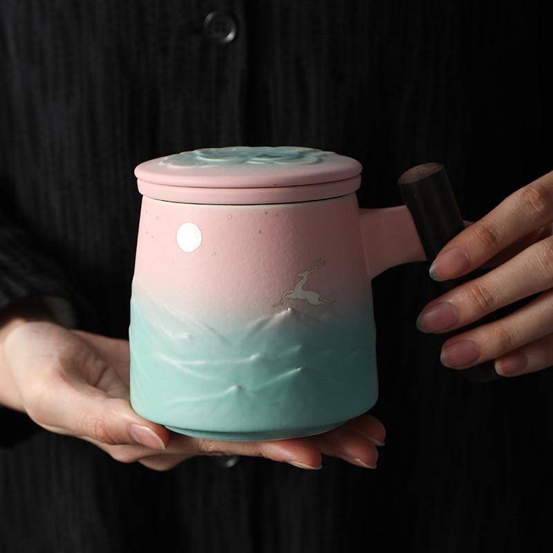 Moonlight & Elk Coffee & Tea Mug (Pink & Blue)