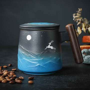 Moonlight & Elk Coffee & Tea Mug (Black & Blue)