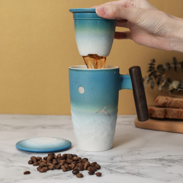 Moonlight & Elk High Style Coffee & Tea Mug (Blue & White)
