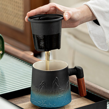 Welcome pine mug ceramic tea cup with lid water cup cup office & tea mug large capacity