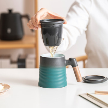 Wave mug kiln spray glaze tea separation tea cup office simple high-end ceramic cup coffee mug